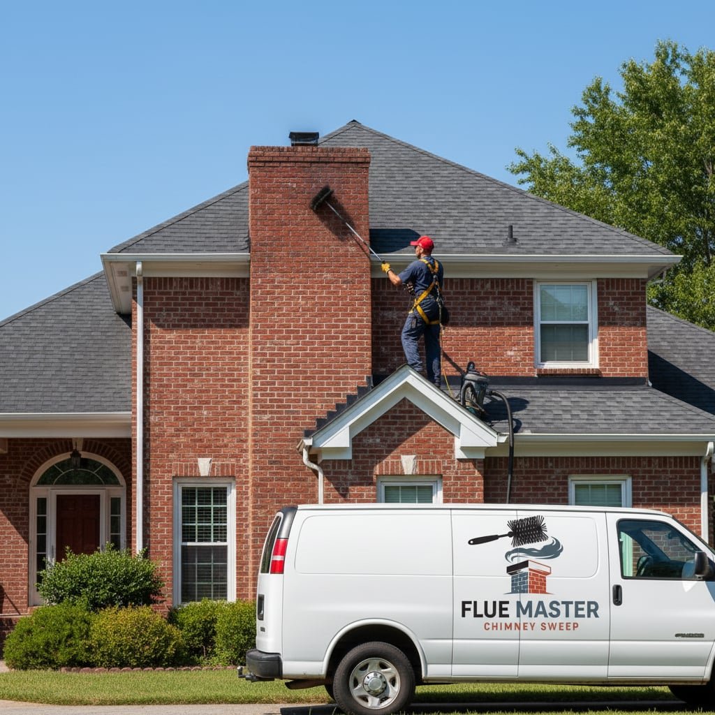 Flue Master Chimney Sweep team working on chimney